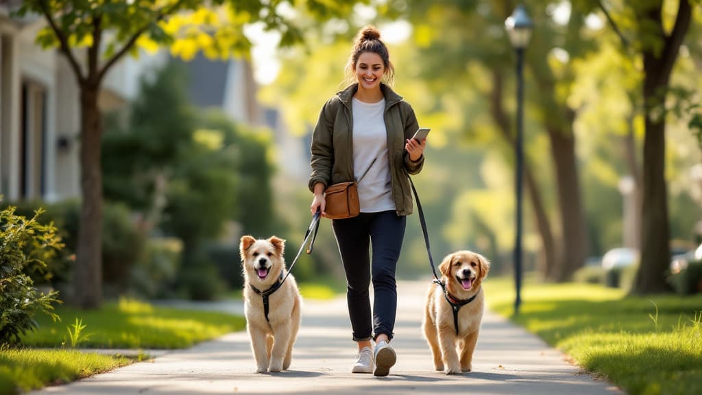Happy pets on a planned route